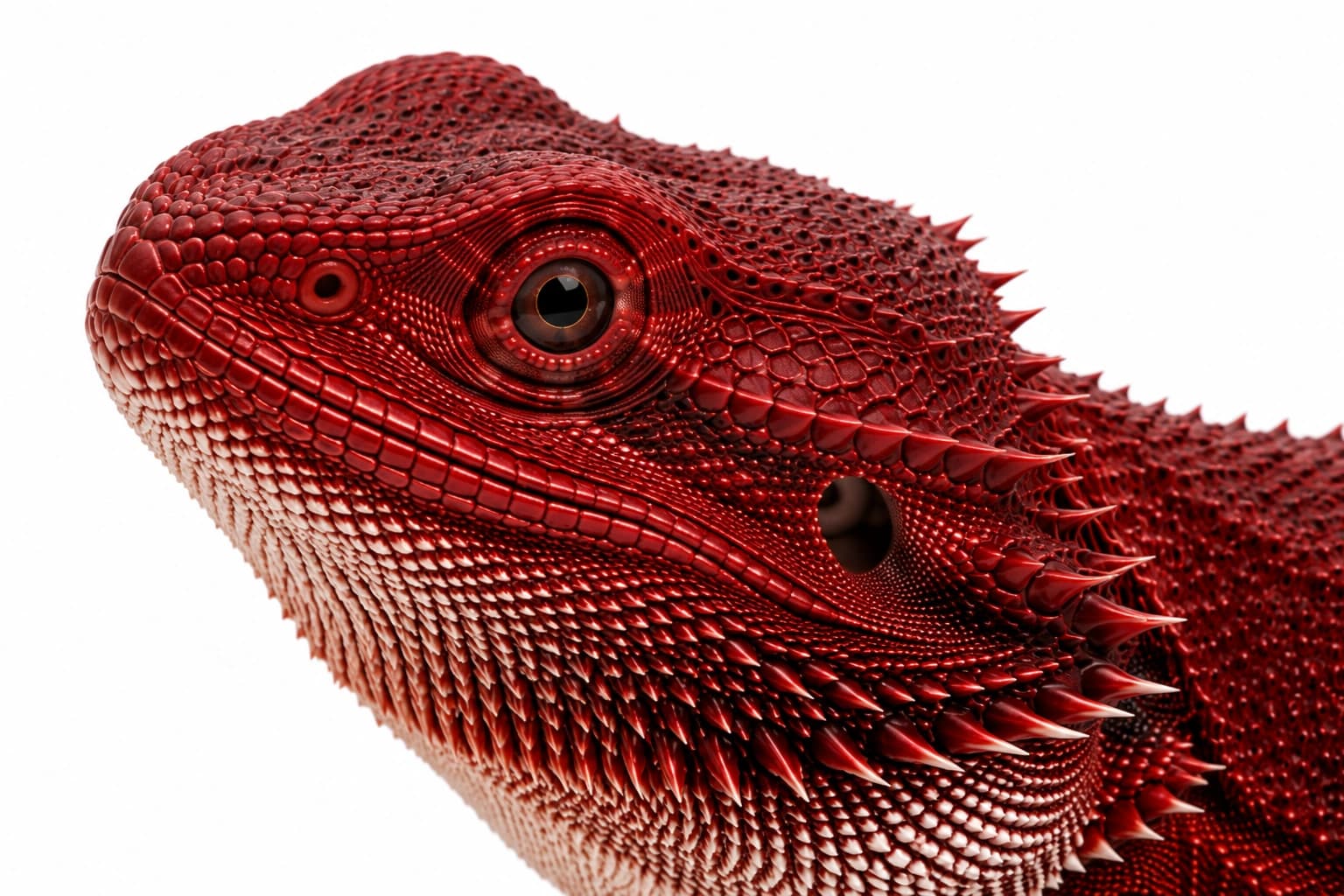 Red Monster Bearded Dragon head showing dense crimson and burgundy facial pigmentation