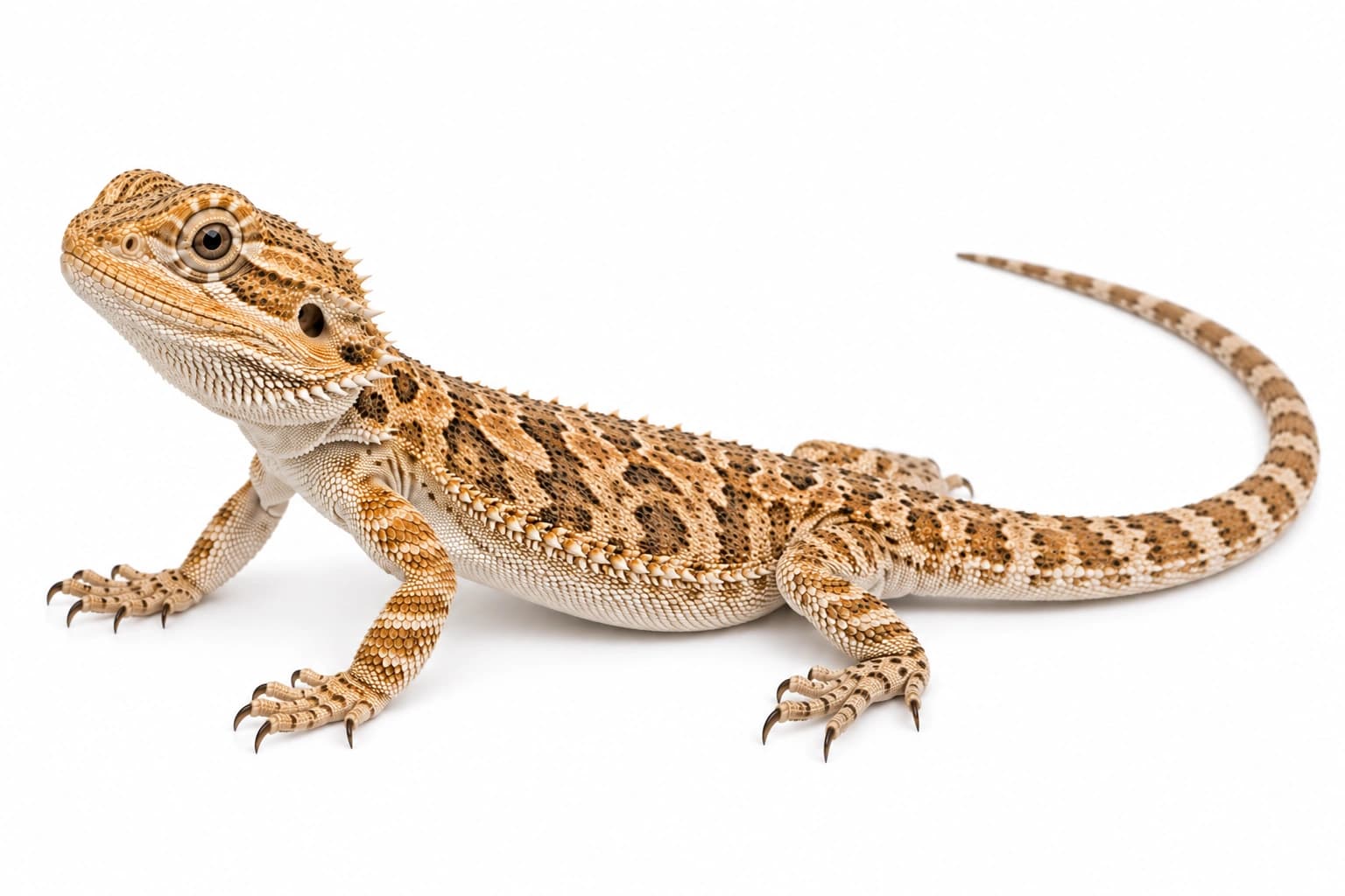 Juvenile Dunner Bearded Dragon showing early multidirectional scales and irregular patterning