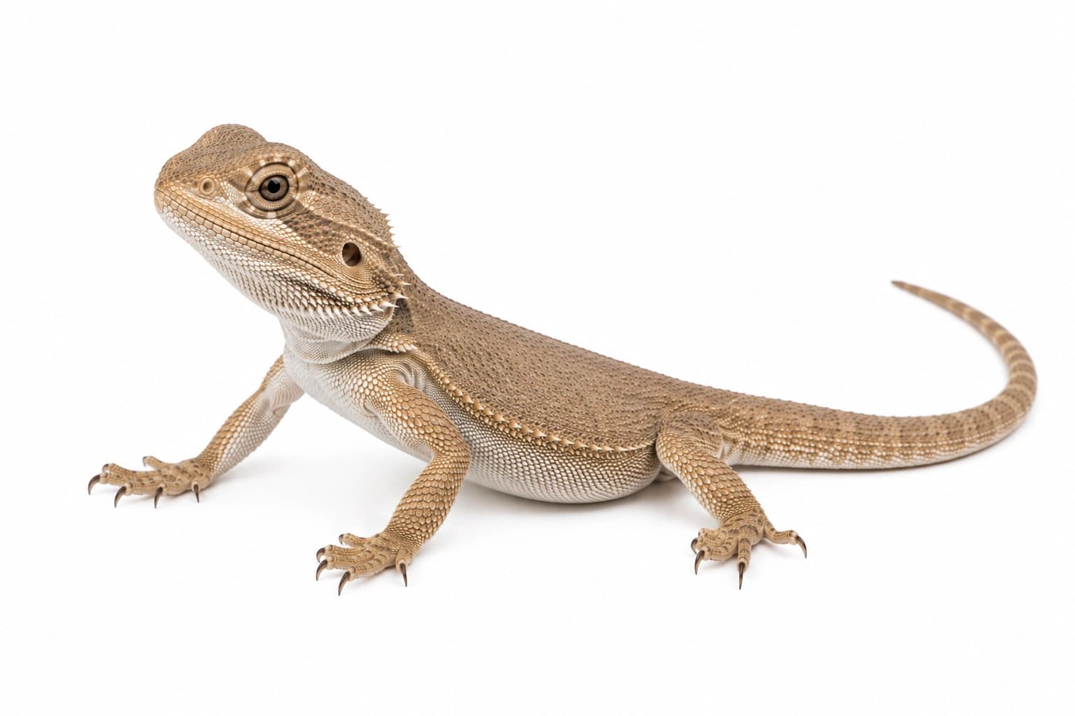 Juvenile Leatherback Bearded Dragon showing reduced back scales and clearly visible body pattern