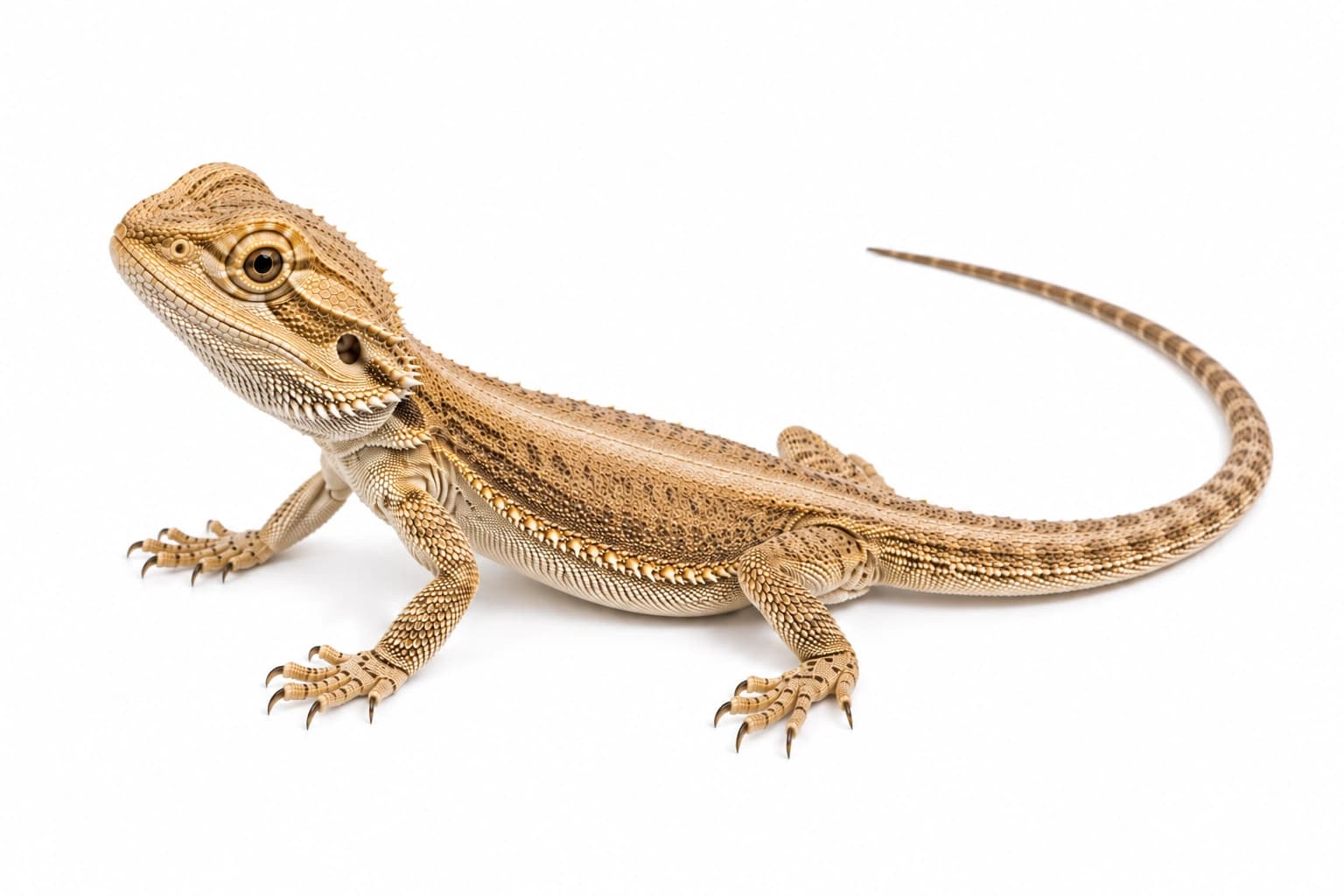 Juvenile Genetic Stripe Bearded Dragon showing developing lengthwise dorsal lines