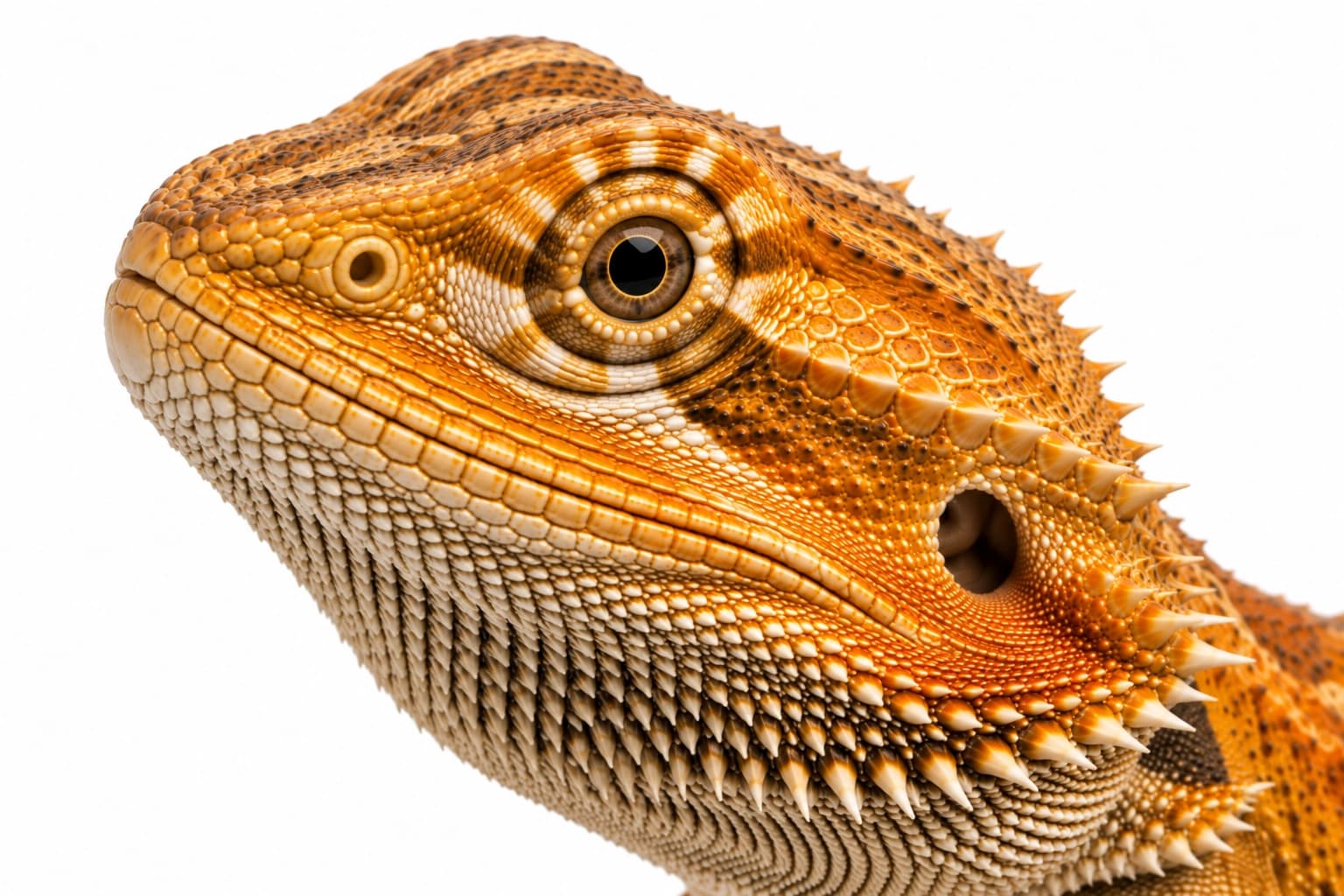 Tiger Bearded Dragon head showing contrasting facial markings and standard head scales