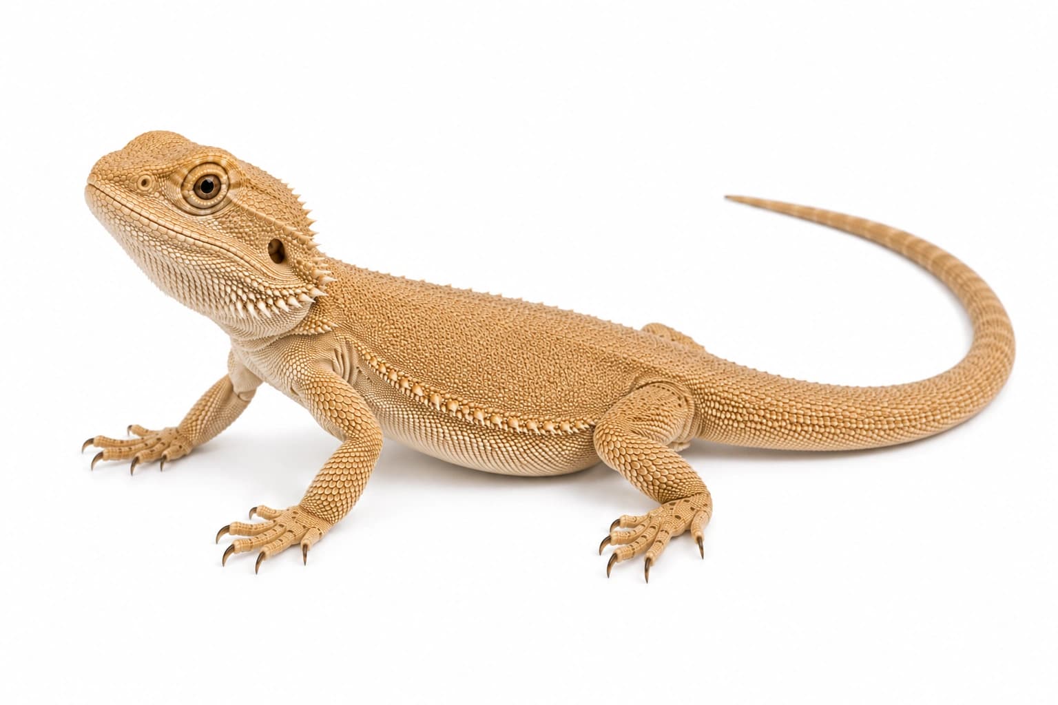 Juvenile Witblits Bearded Dragon showing a patternless cream body and standard scales